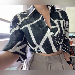 NWT ZARA Tropical Geo Print Crop